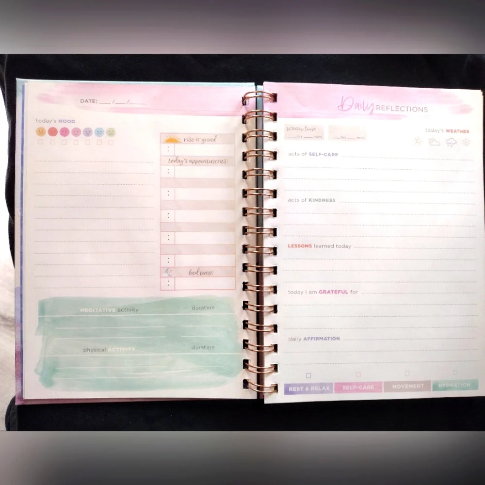 Mindgreen Wellness Journal - Pastel Watercolor Spiral Notebook - Picture 7 of 8